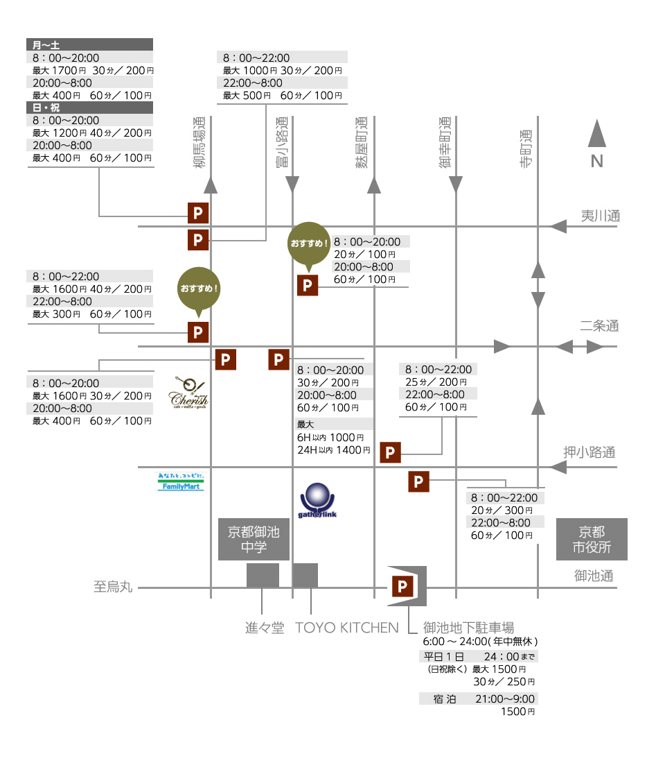 株式会社ギャザーリンク近隣駐車場MAP